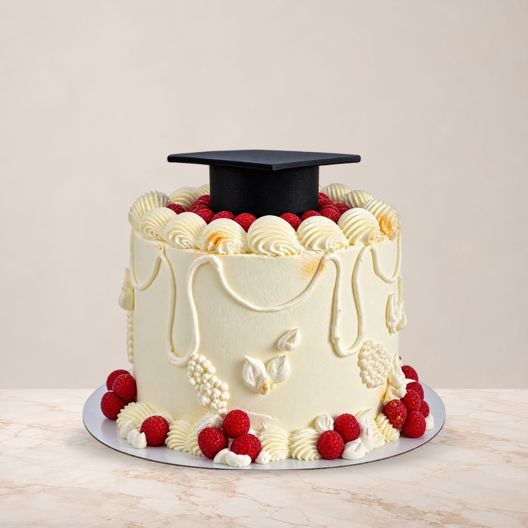 Raspberry Graduation Cake