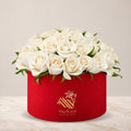50 Elegant White Rose Hatbox